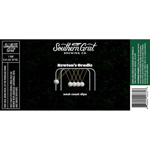 Southern Grist Newton's Cradle West Coast DIPA by Southern Grist Brewing Company, beer label