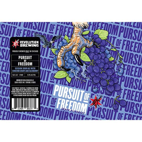 Revolution Pursuit of Freedom Grape Blueberry Session Sour Ale by Revolution Beer LLC, beer label