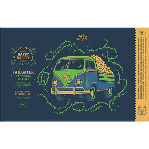 Tailgater Hazy IPA by Happy Valley Brewing Co., beer label
