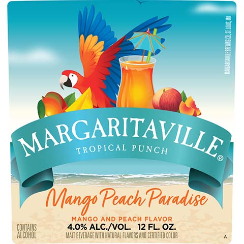 Margaritaville Tropical Punch Mango Peach Paradise by Margaritaville Brewing Co., beer label