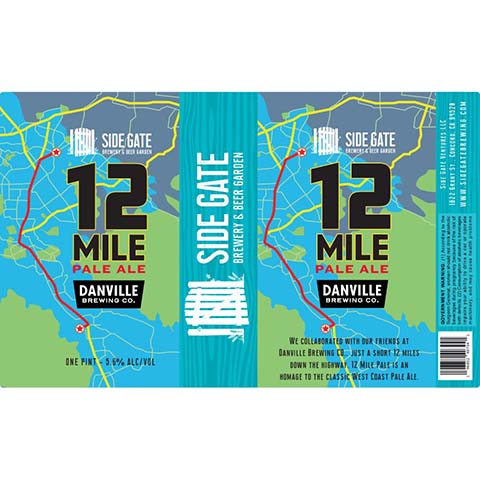Side Gate 12 Mile Pale Ale by Side Gate Brewery & Beer Garden, beer label