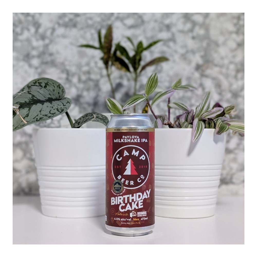 x Boombox Brewing Company Birthday Cake Pavlova Milkshake IPA by Camp Beer Co., beer label