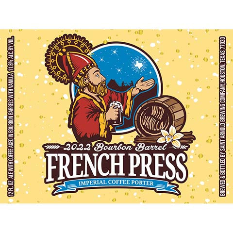 Saint Arnold Bourbon Barrel French Press Imperial Coffee Porter by Saint Arnold Brewing Co, beer label
