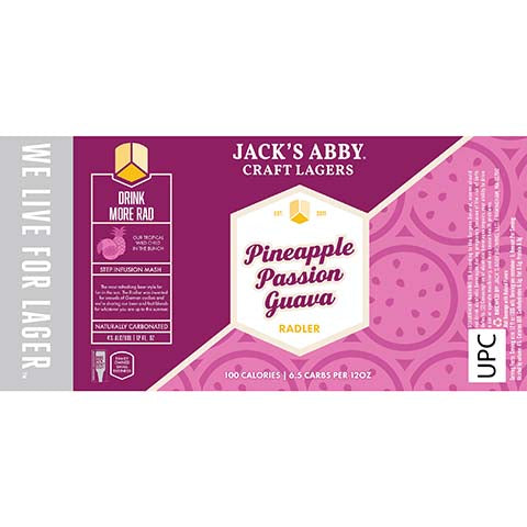 Jack's Abby Pineapple Passion Guava Radler by Jack's Abby Brewing LLC, beer label