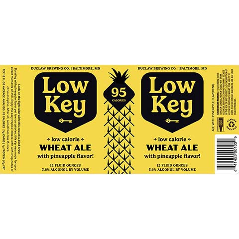 Duclaw Low Key Wheat Ale by DuClaw Brewing Company, beer label