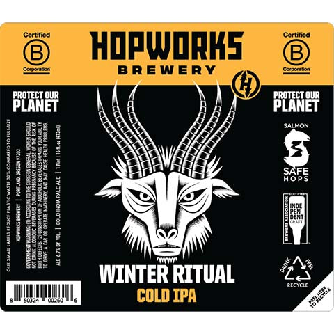 Hopworks Winter Ritual IPA by Hopworks Urban Brewery, beer label