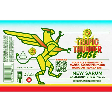 New Sarum Tropic Thunder Sour Ale by New Sarum Salisbury Brewing Co., beer label