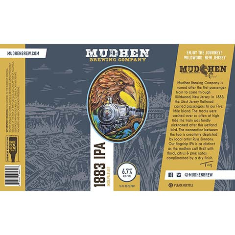 Mudhen 1883 IPA by Mudhen Brewing Company, beer label