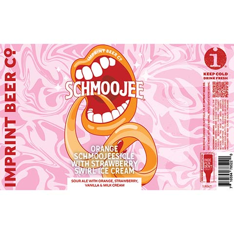 Imprint Schmoojee Orange Schmoojeesicle Strawberry Swirl Ice Cream Sour by Imprint Beer Company, beer label