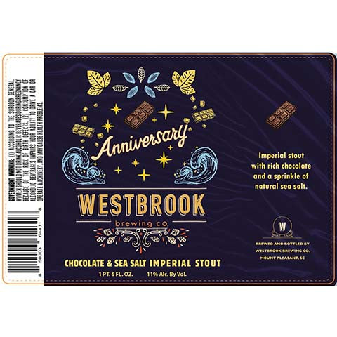 Westbrook Anniversary Imperial Stout by Westbrook Brewing Co, beer label