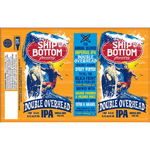 Ship Bottom Double Overhead Imperial IPA by Ship Bottom Brewery, beer label