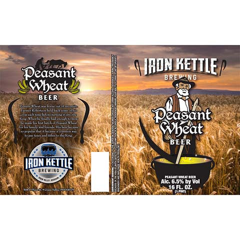 Iron Kettle Peasant Wheat by Iron Kettle Brewing, beer label