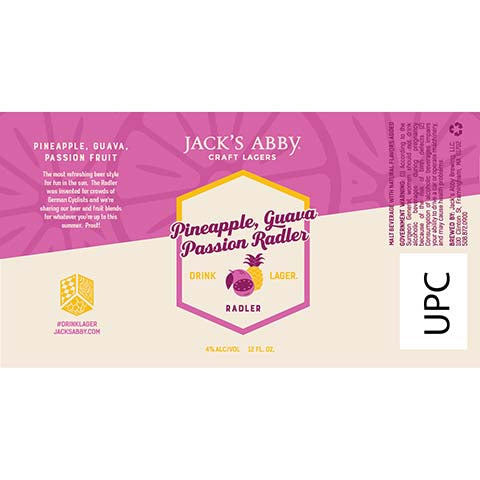 Jack's Abby Pineapple, Guava, Passion Fruit Radler by Jack's Abby Brewing LLC, beer label