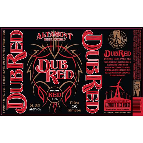 Altamont Dub Red IPA by Altamont Beer Works, beer label