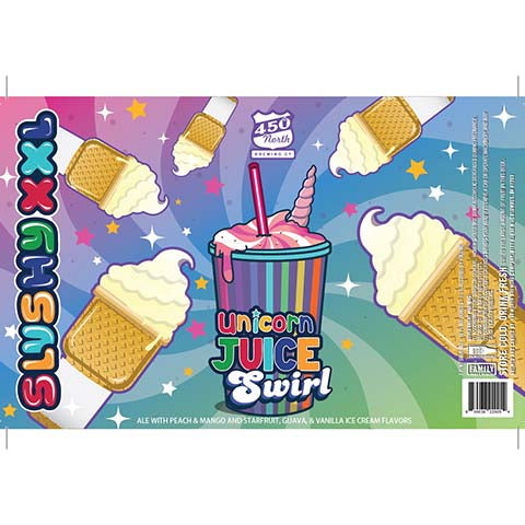 450 North SLUSHY XXL Unicorn Juice Swirl Sour by 450 North Brewing Company, beer label