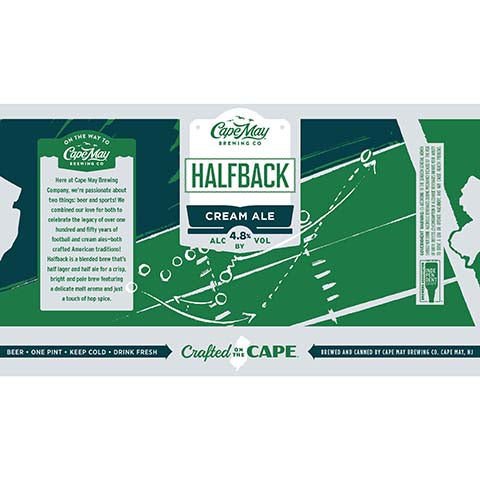 Cape May Halfback Cream Ale by Cape May Brewing Company, beer label