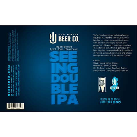 New Jersey Seeing Double IPA by New Jersey Beer Co, beer label