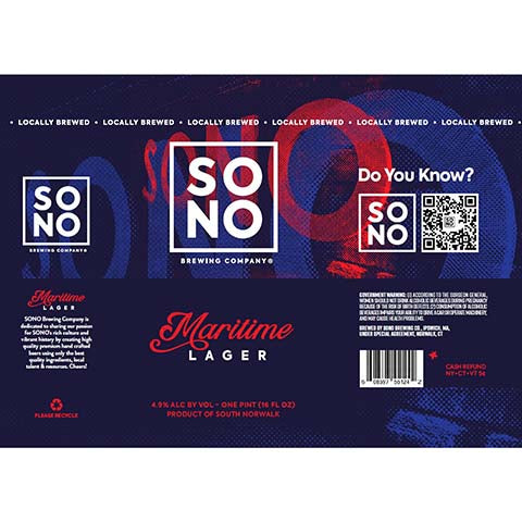 SONO Maritime Lager by SONO Brewing Company, beer label