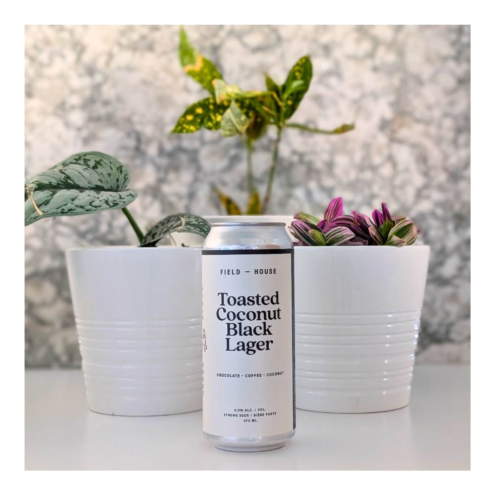 Toasted Coconut Black Lager by Field House Brewing Co., beer label
