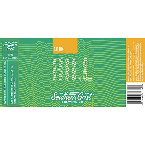 Southern Grist 100K Hill Sour Ale by Southern Grist Brewing Company, beer label