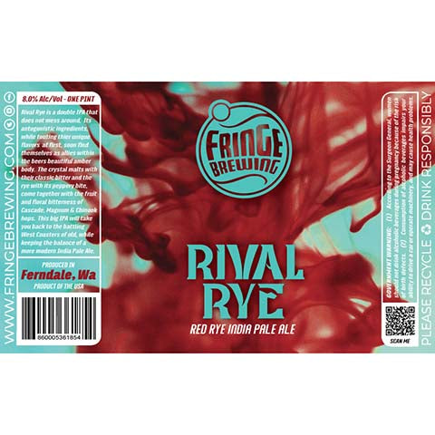 Fringe Rival Rye Red Rye IPA by FrinGe Brewing, beer label