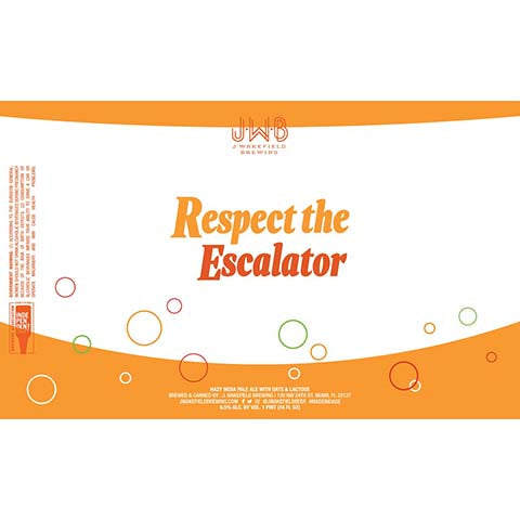 J. Wakefield Respect the Escalator Hazy IPA by J Wakefield Brewing, beer label