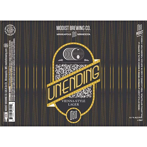 Modist Brewing Unending Lager by Modist Brewing Company, beer label