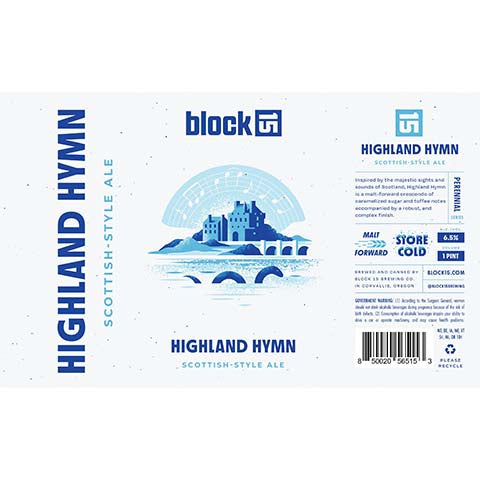 Block 15 Highland Hymn Scottish Ale by Block 15, beer label