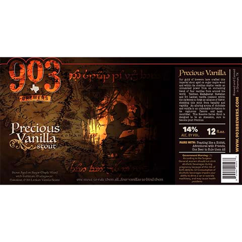 903 Precious Vanilla Stout by 903 Brewers, beer label
