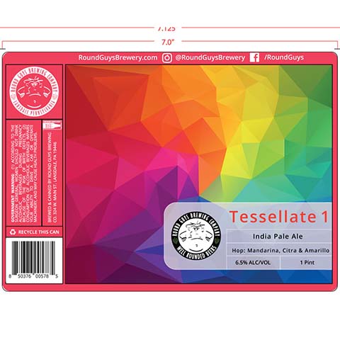 Round Guys Tessellate 1 IPA by Round Guys Brewing Co, beer label