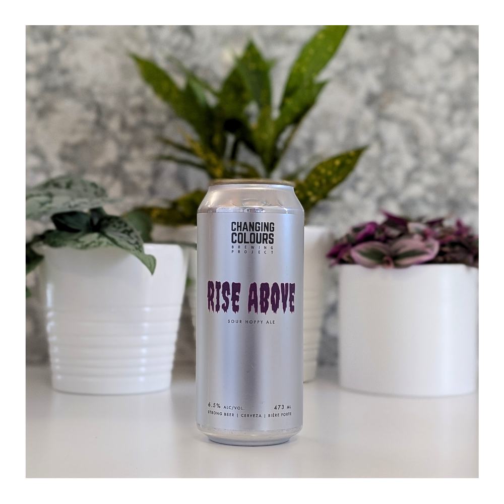 Rise Above Blueberry and Tart Cherry Sour by Changing Colours Brewing Project, beer label