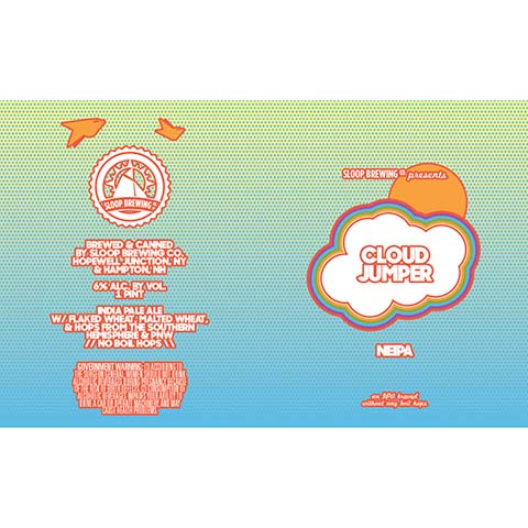 Sloop Cloud Jumper NEIPA by Sloop Brewing, beer label