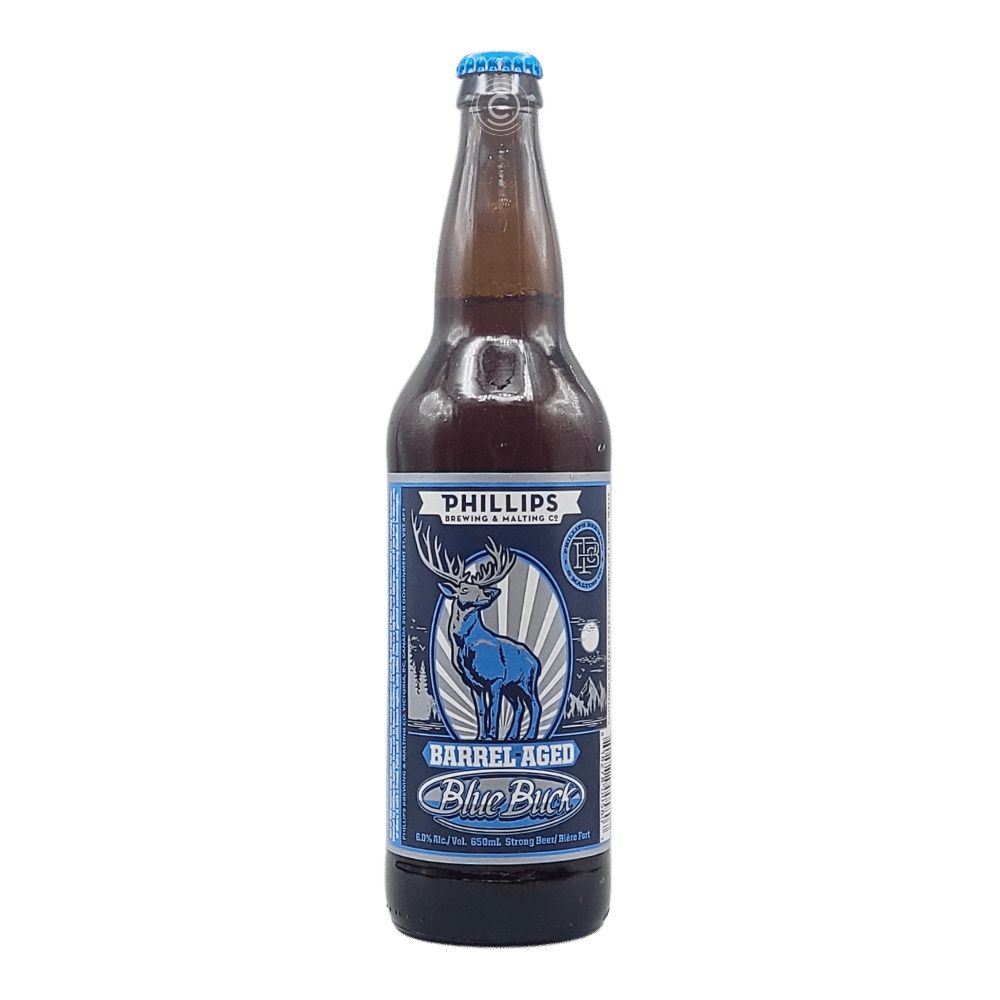 Barrel-Aged Blue Buck Pale Ale by Phillips Brewing Company, beer label