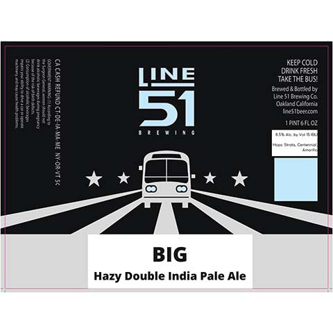 Line 51 Big Hazy DIPA by Line 51 Brewing Company, beer label