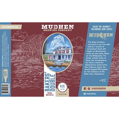 Mudhen Bakers' Double Imperial IPA by Mudhen Brewing Company, beer label