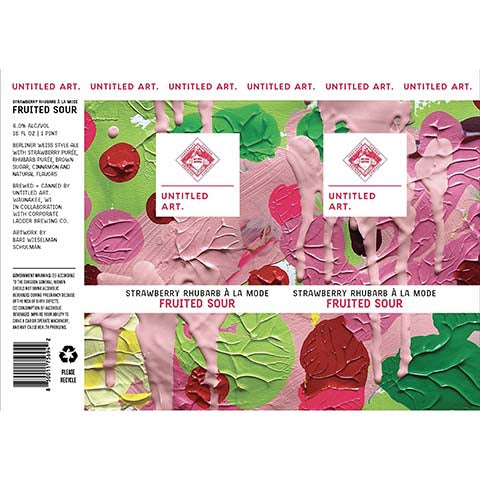 Untitled Art Strawberry Rhubarb A La Mode Fruited Sour by Untitled Art, beer label