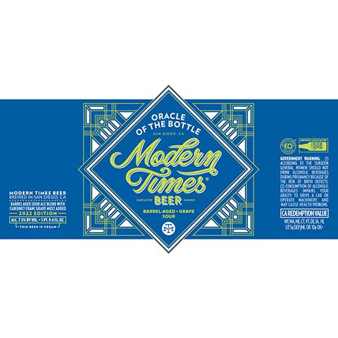 Modern Times Oracle Of The Bottle by Modern Times Beer, beer label