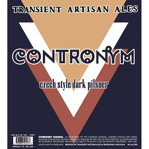 Transient Artisan Ales Contronym Dark Pilsner by Transient Artisan Ales, beer label