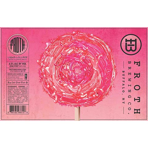 Froth Liquid Lollipop Sour Ale (Dragonfruit, Pomegranate, Raspberry) by Froth Craft Brewery, beer label
