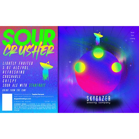 Skygazer Sour Crusher Starfruit Sour Ale by SKYGAZER Brewing Co, beer label