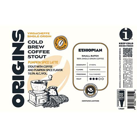 Imprint Origins Pumpkin Spice Latte Stout by Imprint Beer Company, beer label