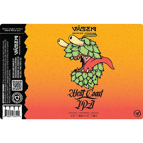 Vasen West Coast IPA by Vasen Brewing Company, beer label