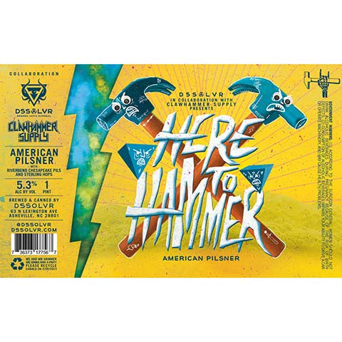 DSSOLVR Here To Hammer Pilsner by DSSOLVR, beer label