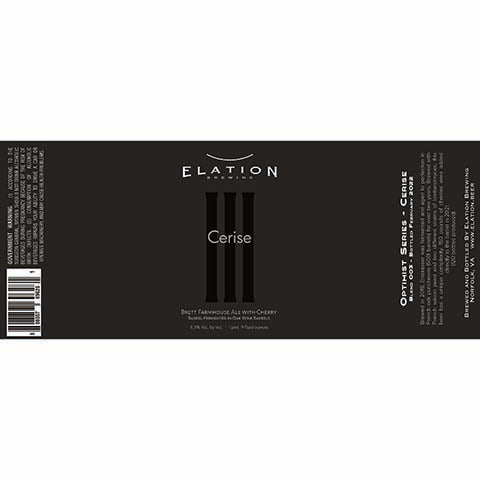 Elation Cerise Brett Farmhouse Ale by Elation Brewing, beer label
