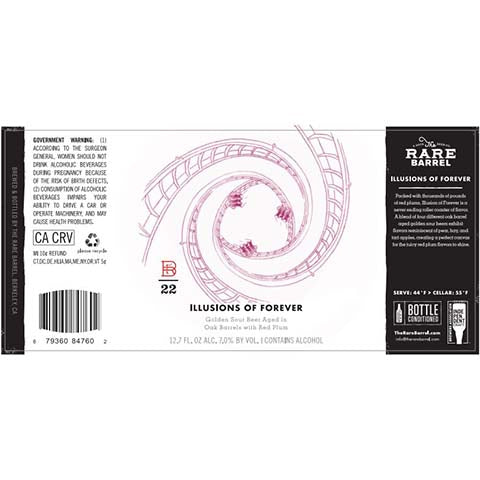 The Rare Barrel Illusions Of Forever Golden Sour Beer by The Rare Barrel, beer label