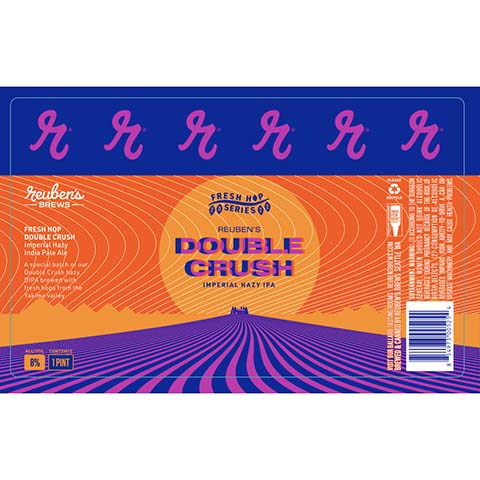 Reuben's Fresh Hop Double Crush Imperial Hazy IPA by Reuben's Brews, beer label