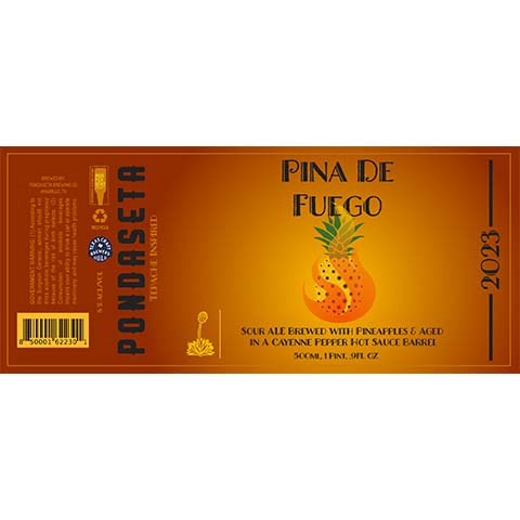 Pondaseta Pina De Fuego Sour by Pondaseta Brewing Co., beer label