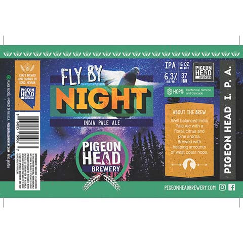 Pigeon Head Fly By Night IPA by Pigeon Head Brewery, beer label