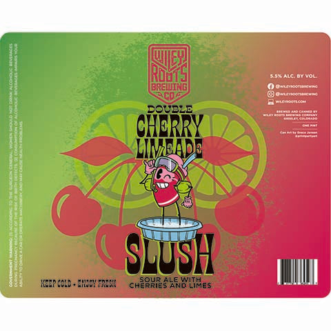 Wiley Roots Double Cherry Limeade Slush Sour Ale by Wiley Roots Brewing Co, beer label