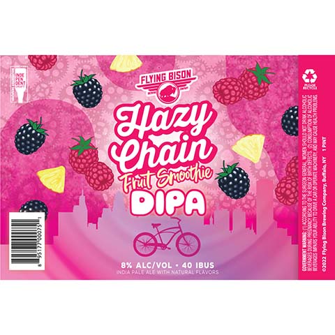 Flying Bison Hazy Chain Fruit Smoothie DIPA by Flying Bison Brewing Co, beer label